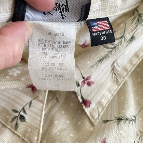 VTG Tapestry Striped Floral Cottagecore Shirt 3X Prairie Butter Yellow Grandma - Picture 8 of 11